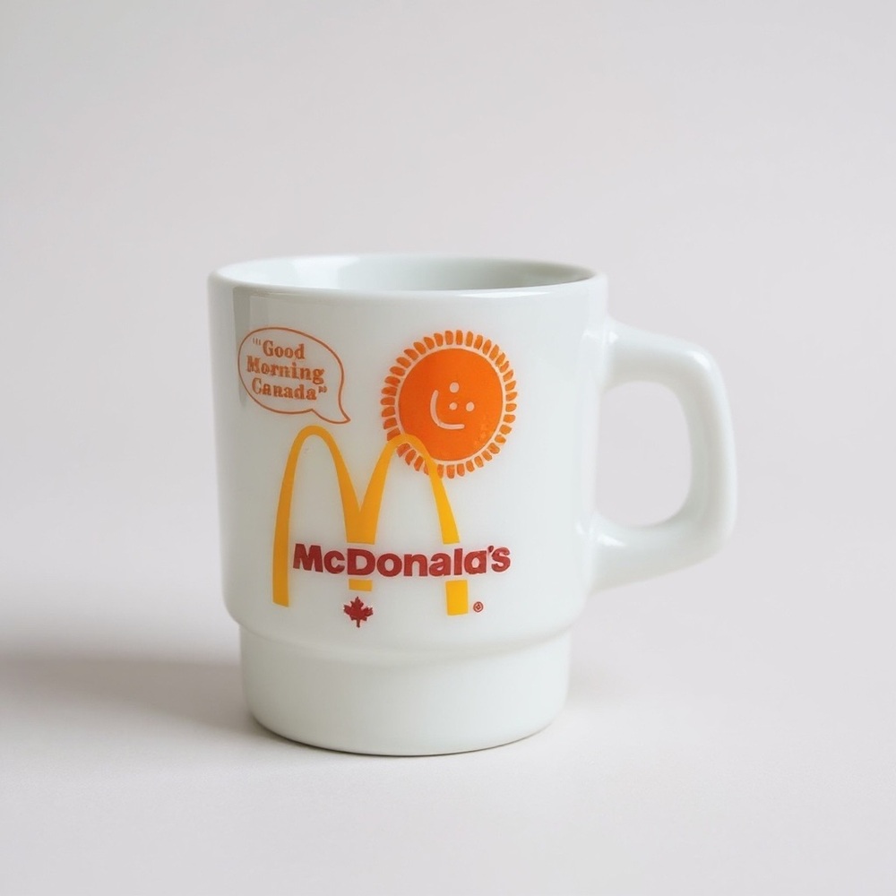 Vintage 1970’s McDonald’s “Good Morning Canada” Fire-King Milk Glass Mug
